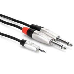 Hosa HMP-010Y REAN 3.5mm TRS to Dual 1/4" TS Pro Stereo Breakout Cable (10ft)